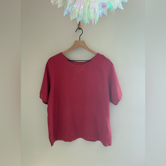 Flax Tops - Vintage Flax by Jeanne Engelhart 100% Linen Top T-Shirt Size Small